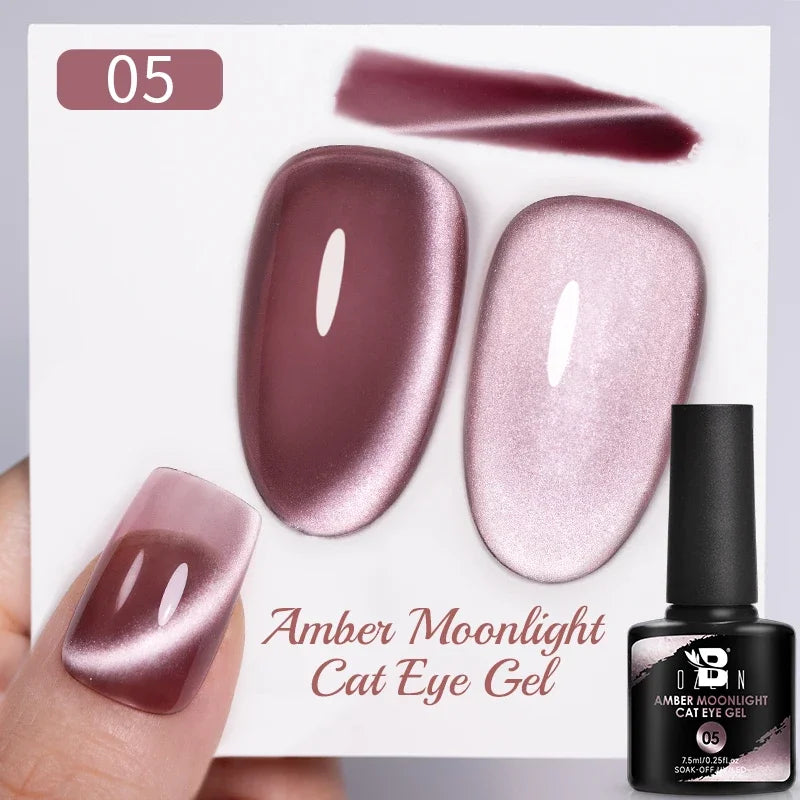 BOZLIN 7.5ML Amber Moonlight Cat Magnetic Gel Nail Polish White Light Magnetic Nail Sparkling Glitter Semi Permanent Varnish