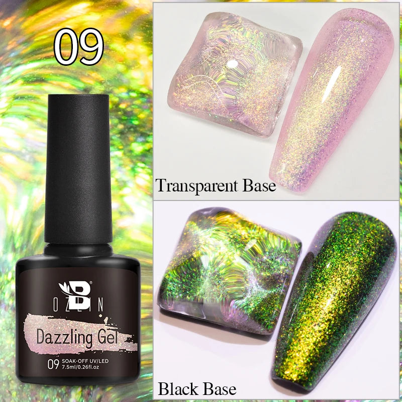 BOZLIN 7.5ML Amber Moonlight Cat Magnetic Gel Nail Polish White Light Magnetic Nail Sparkling Glitter Semi Permanent Varnish