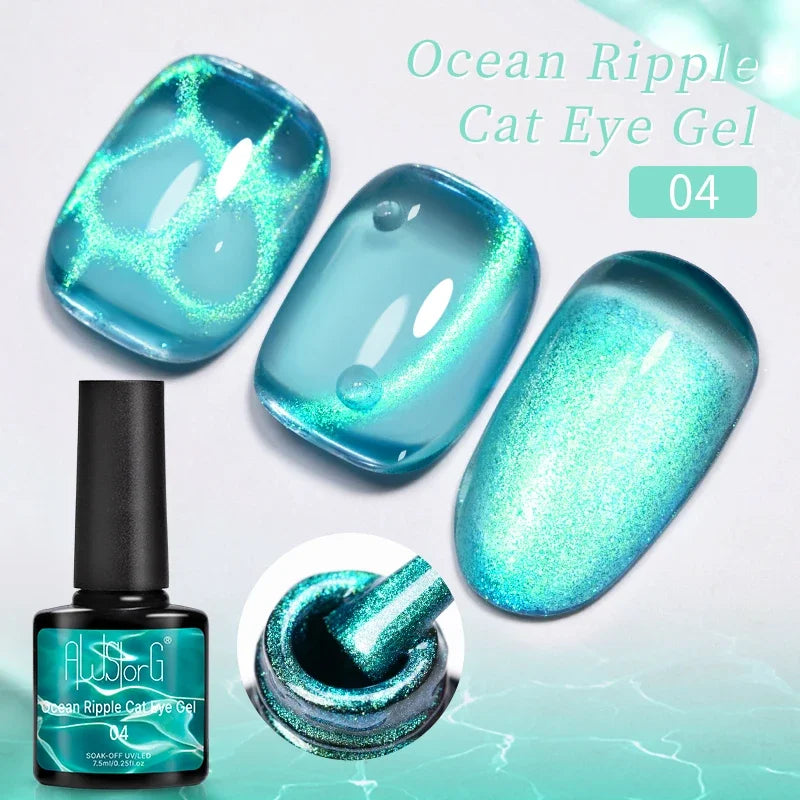 BOZLIN 7.5ML Amber Moonlight Cat Magnetic Gel Nail Polish White Light Magnetic Nail Sparkling Glitter Semi Permanent Varnish