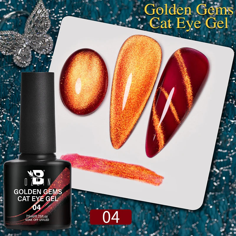 BOZLIN 7.5ML Amber Moonlight Cat Magnetic Gel Nail Polish White Light Magnetic Nail Sparkling Glitter Semi Permanent Varnish