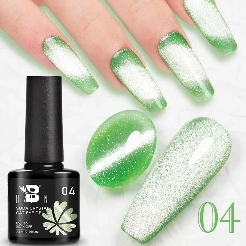 BOZLIN 7.5ML Amber Moonlight Cat Magnetic Gel Nail Polish White Light Magnetic Nail Sparkling Glitter Semi Permanent Varnish