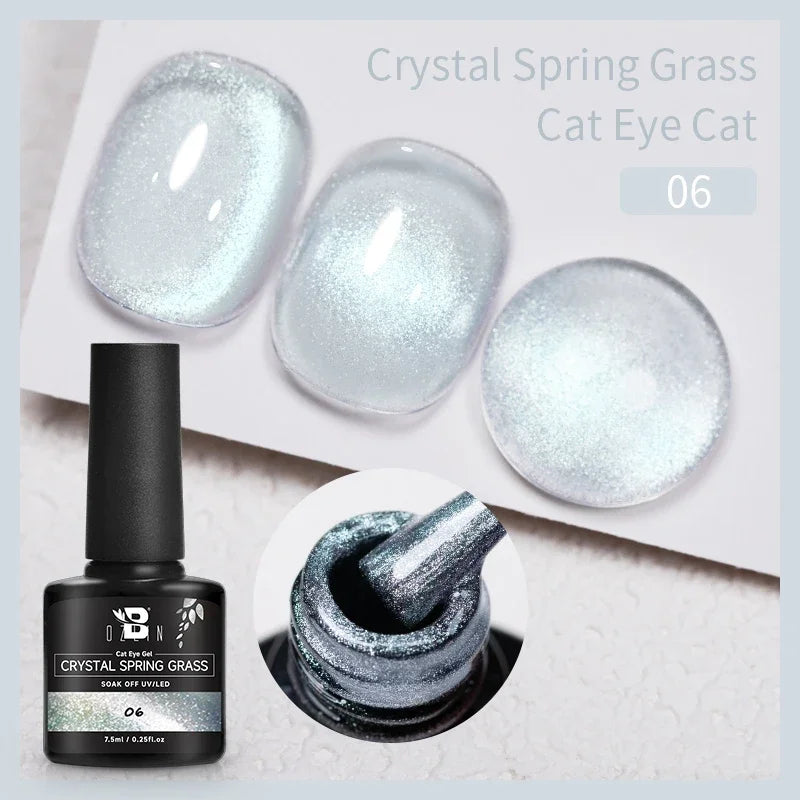 BOZLIN 7.5ML Amber Moonlight Cat Magnetic Gel Nail Polish White Light Magnetic Nail Sparkling Glitter Semi Permanent Varnish